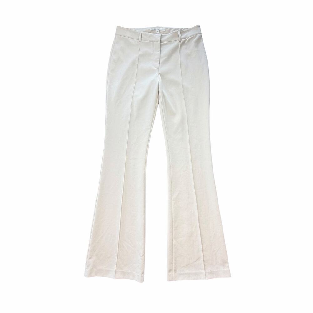 Veronica Beard Ivory Center Seam High Rise Flare Career Chic Polished Trousers